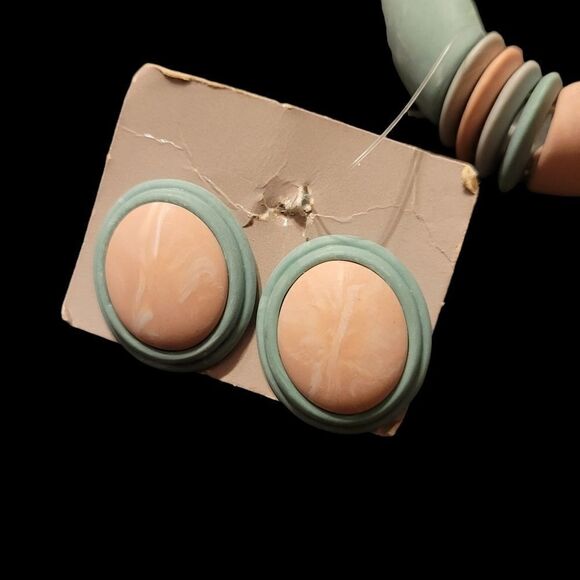 Vintage 80s Pastel Jewelry Set Starfish Pendant Necklace Earrings Bracelet - Picture 7 of 16